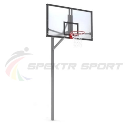 Купить Стойка баскетбольная уличная упрощенная со щитом из оргстекла, кольцом и сеткой SP D 412 в Донское 